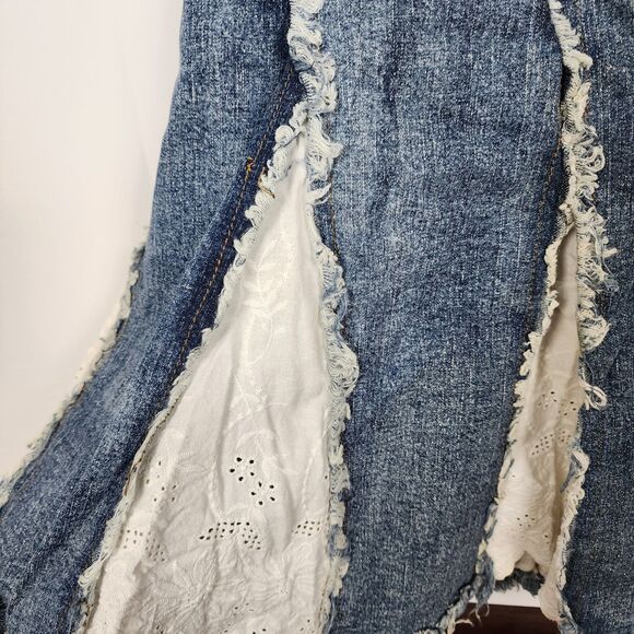Mariposa Jeans Y2K Pleated Lace Denim Midi Skirt Size Medium - Picture 10 of 13